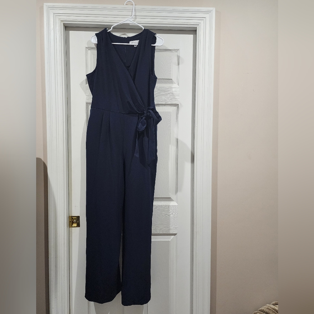 Emma & Michele Navy Wrap Jumpsuit - Picture 3 of 7